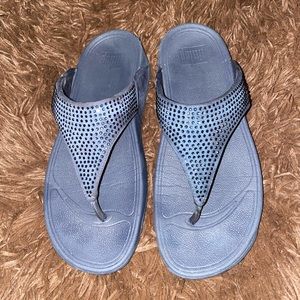 Navy blue lulu wedge fit flops